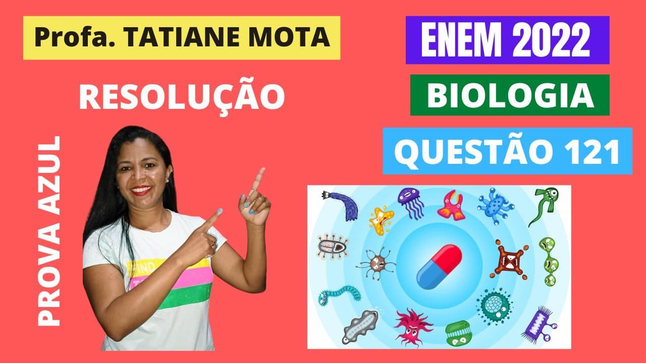 Thumbnail: ✅[ENEM 2022] # BIOLOGIA # QUESTÃO 121 – MICROBIOLOGIA: ANTIMICROBIANOS - Antimicrobianos são