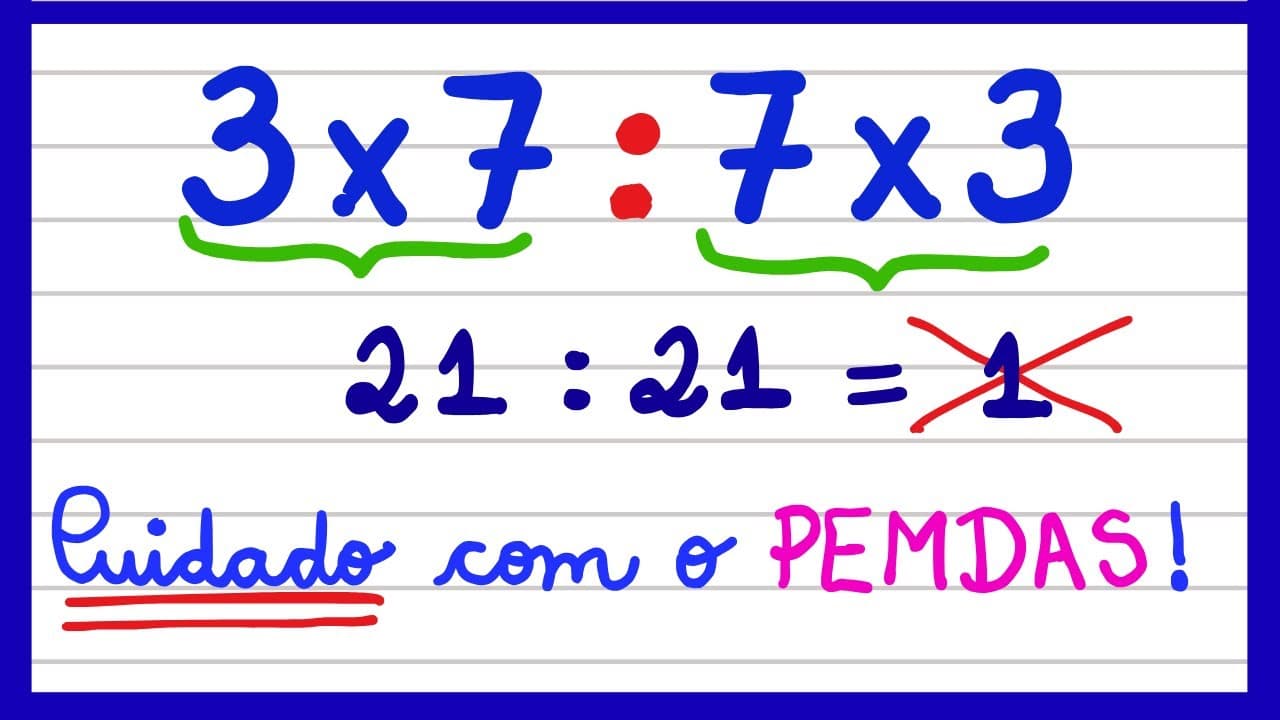 Thumbnail: O PEMDAS PODE ESTAR FAZENDO VOCÊ ERRAR UMA EXPRESSÃO NUMÉRICA!!EXPLICAÇÃO! VEM APRENDER MATEMÁTICA!