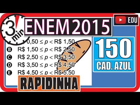 Thumbnail da aula: 🏃ENEM 2015 👉 RAPIDINHA Questão 150 - INEQUAÇÃO DO SEGUNDO GRAU