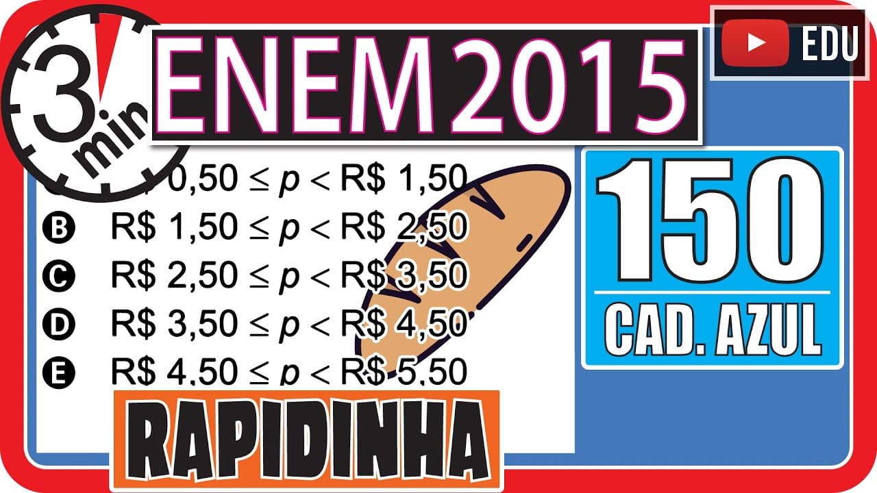 Thumbnail: 🏃ENEM 2015 👉 RAPIDINHA Questão 150 - INEQUAÇÃO DO SEGUNDO GRAU