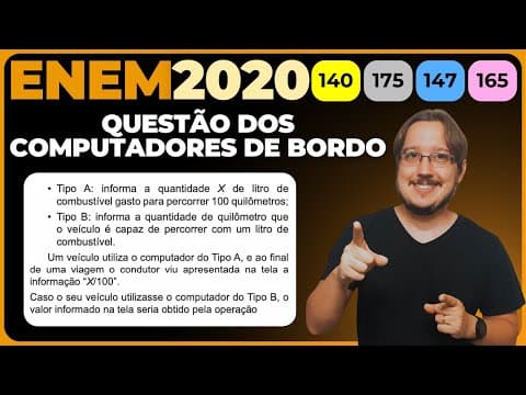 Thumbnail da aula: ENEM 2020 || Razão || Muitos modelos atuais de veículos possuem computador de bordo. Os computadores