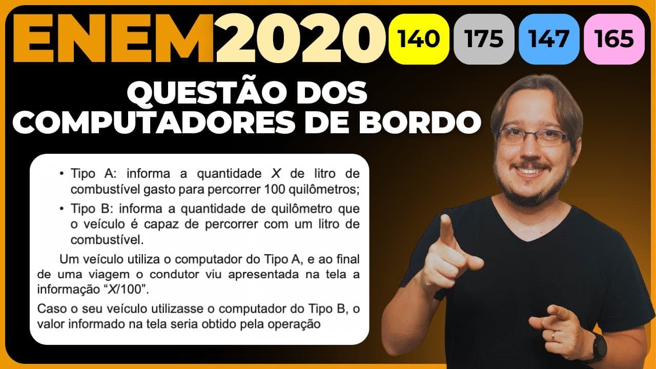 Thumbnail: ENEM 2020 || Razão || Muitos modelos atuais de veículos possuem computador de bordo. Os computadores