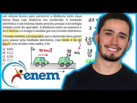 Thumbnail da aula: ENEM 2013 PPL - Antes das lombadas eletrônicas, eram pintadas faixas nas ruas para controle da veloc