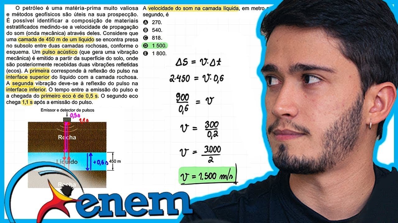 Thumbnail: ENEM 2023 - O petróleo é uma matéria-prima muito valiosa e métodos geofísicos são úteis na sua prosp