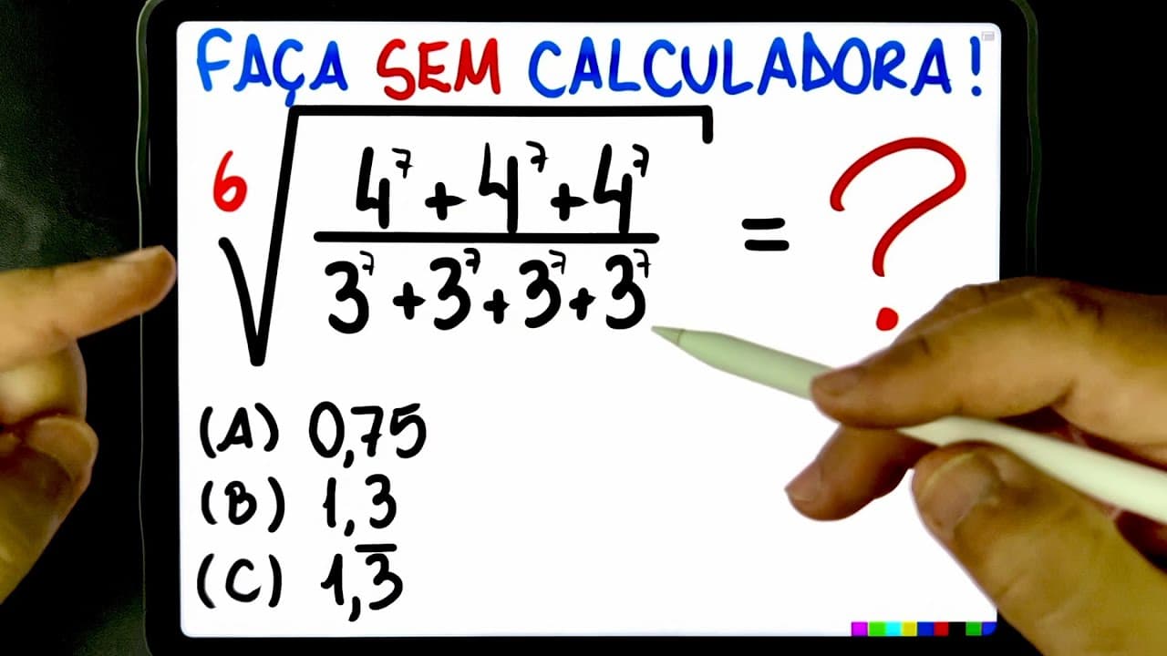 Thumbnail: 🔥 Resolva DESSE JEITO esse RACIOCÍNIO LÓGICO com expressão numérica e RAIZ SEXTA para GABARITAR!
