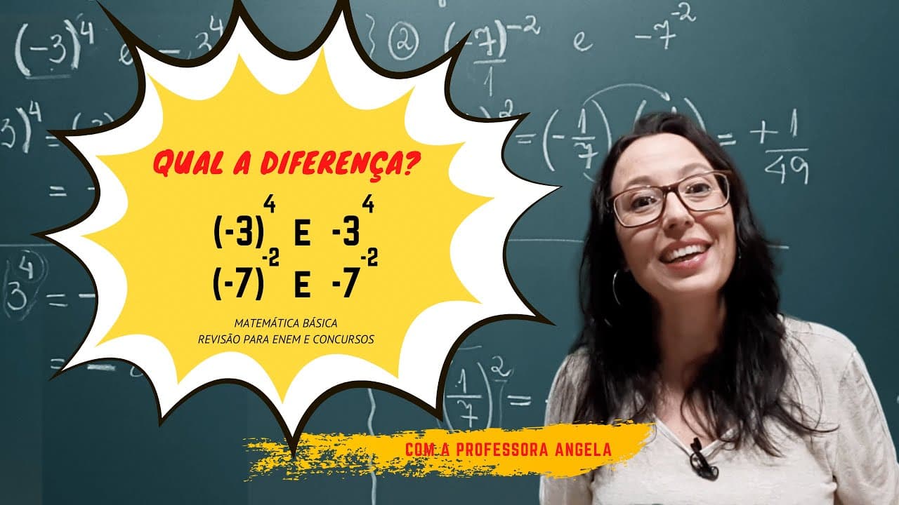 Thumbnail: POTENCIAÇÃO - Revisão Matemática Básica  ENEM e CONCURSOS - Resolução do desafio - Professora Angela