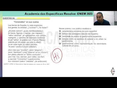 Thumbnail da aula: Resolução ENEM 2023 Caderno Amarelo Questão 04 Espanhol - Gabarito E