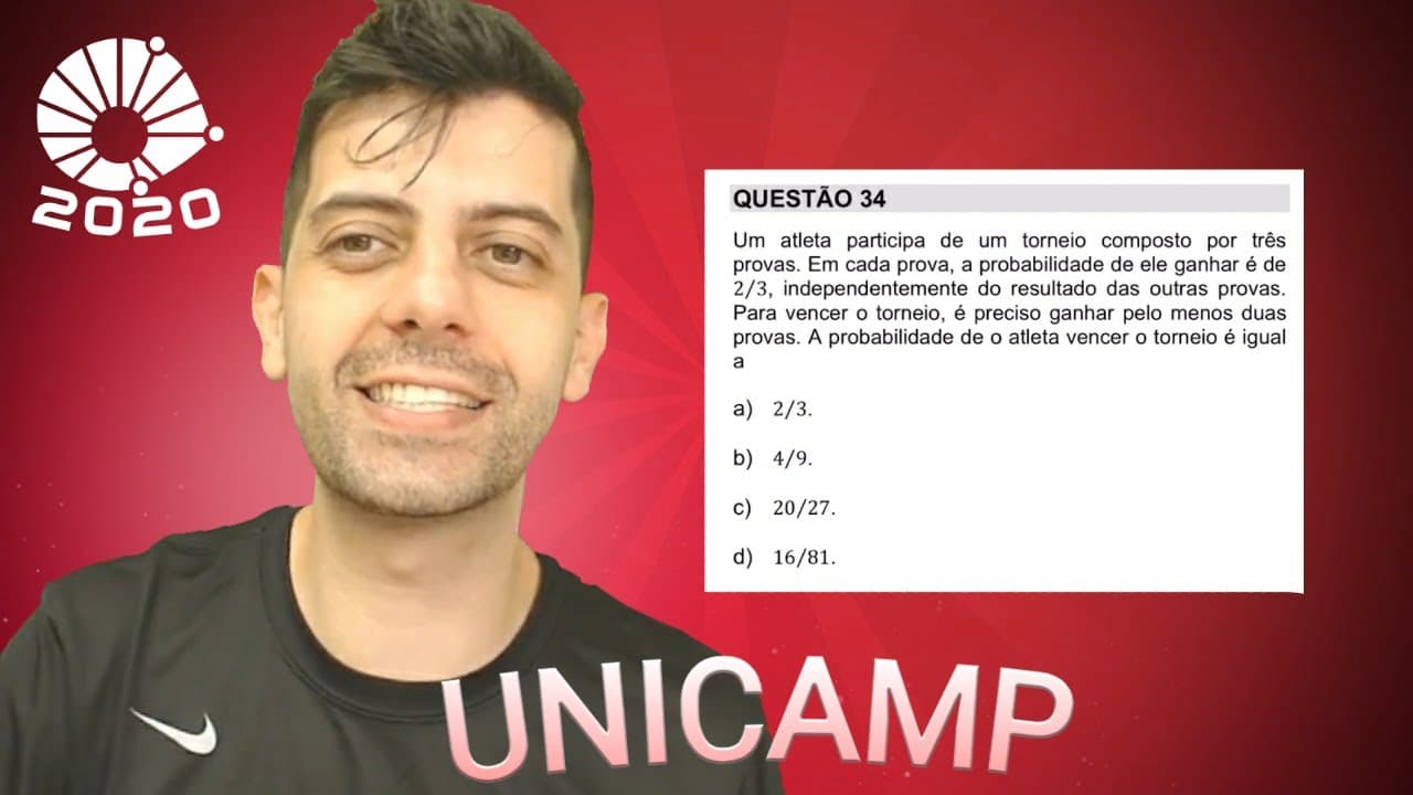 Thumbnail: UNICAMP 2020 1a fase - Q34 Mat - Um atleta participa de um torneio