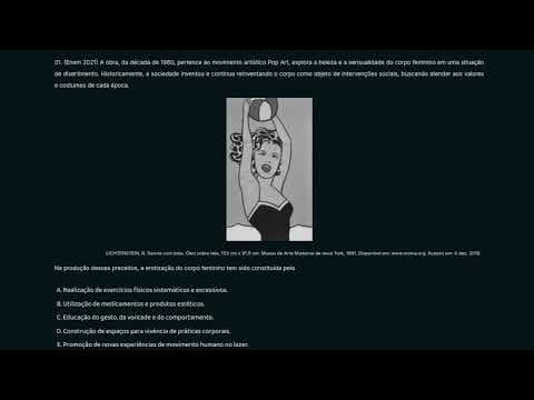 Thumbnail da aula: 01.(Enem 2021) A obra, da década de 1960, pertence ao movimento artístico Pop Art, explora a beleza