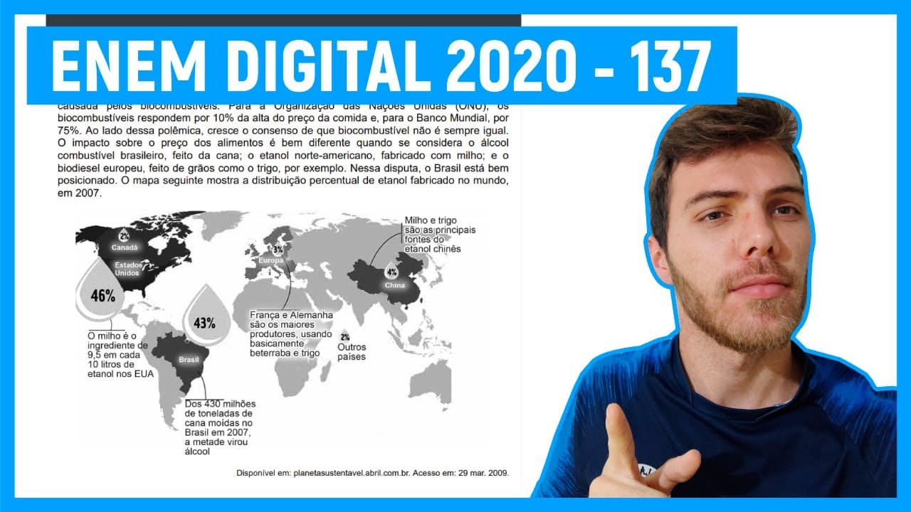 Thumbnail: 🛑Questão 137 Enem DIGITAL 2020 - PEGADINHA DE PORCENTAGEM - Com a crise dos alimentos em 2008..