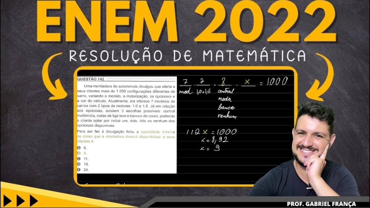 Thumbnail: Enem 2022 - ANÁLISE COMBINATÓRIA - Uma montadora de automóveis divulgou que oferta a seus clientes.