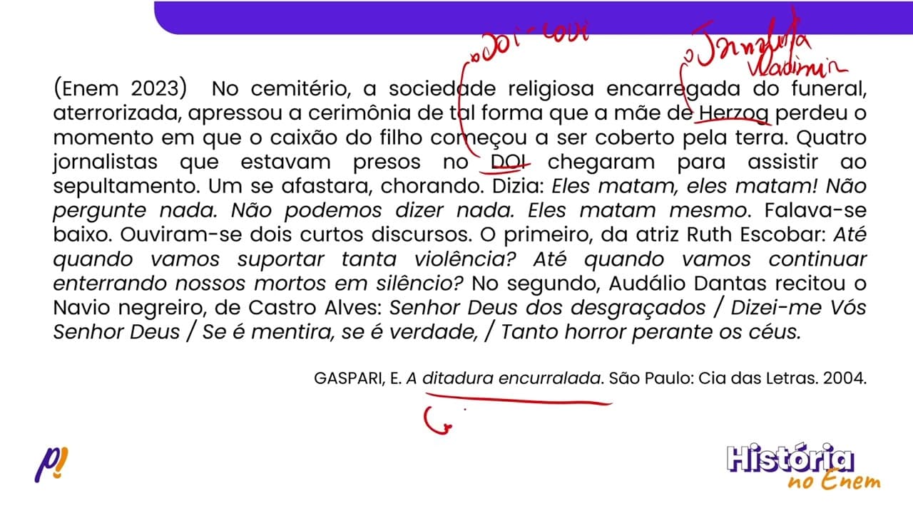 Thumbnail: ENEM 2023 - POPULISMO NO BRASIL - DITADURA CIVIL MILITAR | No cemitério, a sociedade religiosa...
