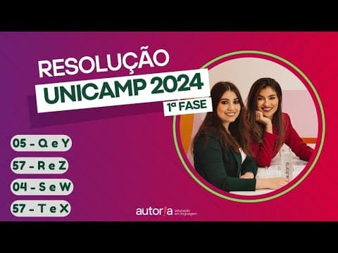 Thumbnail da aula: Resolução UNICAMP 2024 (1ª fase) - Autoria Linguagem - Questão 05 | Linguagens, prova Q e Y