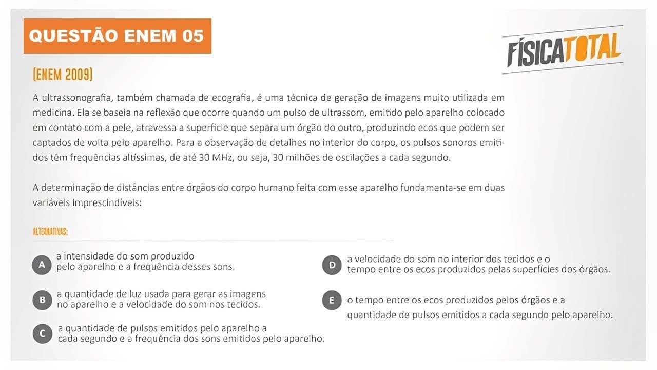 Thumbnail: Lista ENEM Questão 05 Reflexão | Ecografia