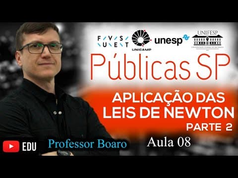 Thumbnail da aula: APLICAÇÕES DAS LEIS DE NEWTON - FUVEST UNESP UNICAMP - EXERCÍCIO RESOLVIDO - AULA8
