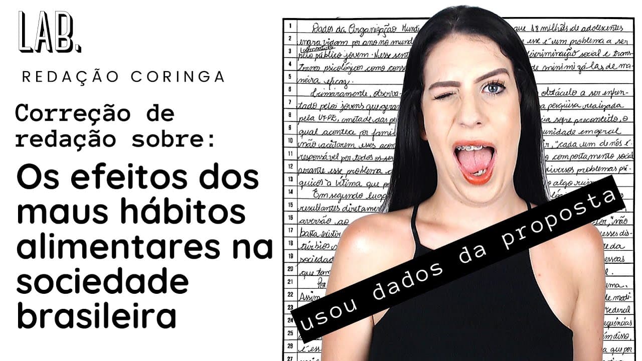 Thumbnail: Correção de redação Enem: os efeitos dos maus hábitos alimentares