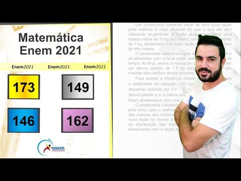 Thumbnail da aula: ENEM 2021 | Questão 173 (prova amarela) | Um zootecnista pretende testar se uma nova ração [...]