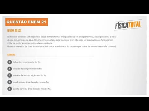 Thumbnail da aula: Lista 03 EXEMPLO 21 Potência Elétrica | Chuveiro Elétrico