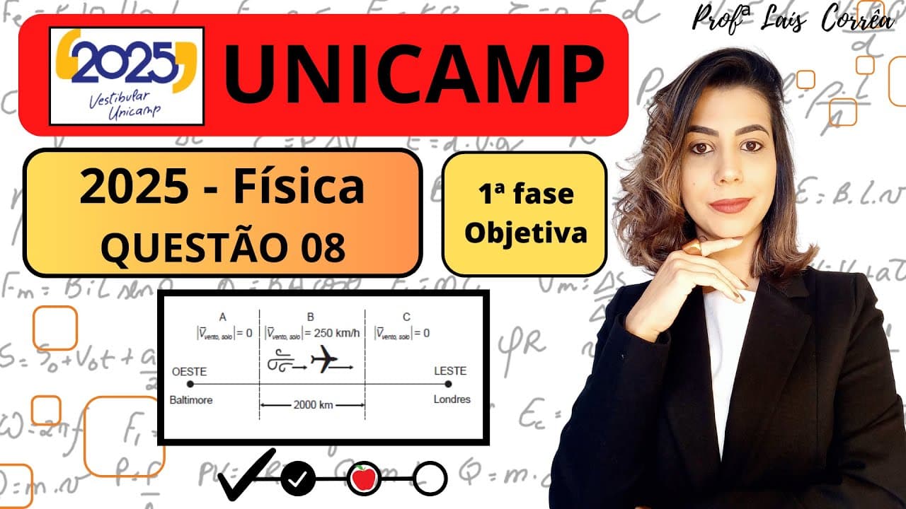 Thumbnail: 🟠 FÍSICA / UNICAMP 2025 / 1ª FASE / QUESTÃO 8 / Mudanças climáticas têm influenciado correntes ...