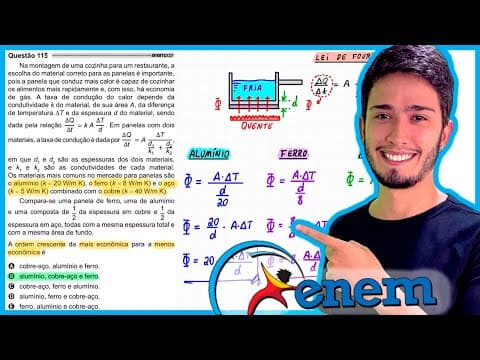 Thumbnail da aula: ENEM 2021 - Na montagem de uma cozinha para um restaurante, a escolha do material correto para as pa