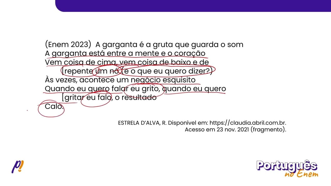 Thumbnail: ENEM 2023 - ESTUDOS DO TEXTO | A garganta é a gruta que guarda o som...