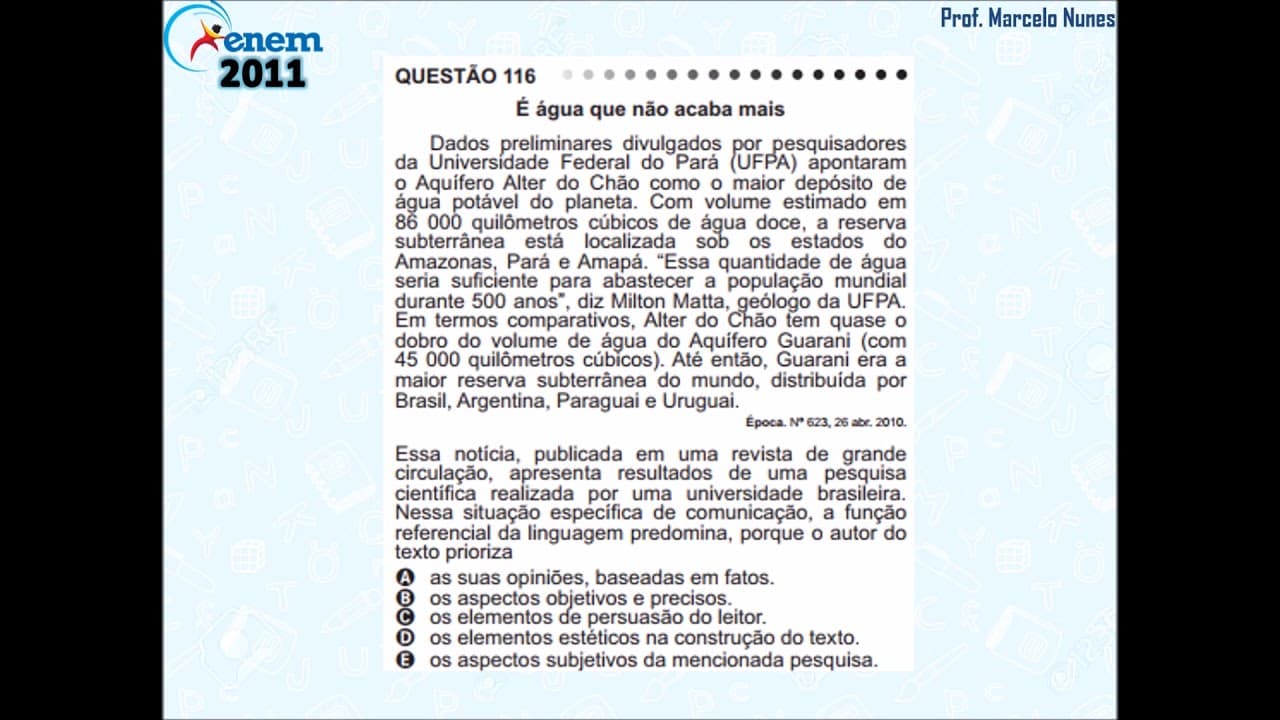 Thumbnail: Enem 2011: funções da linguagem (referencial).