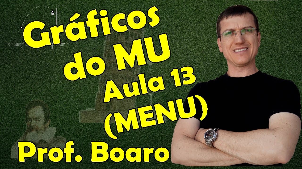 Thumbnail: Gráficos do Movimento Uniforme (MU) - Cinemática Escalar - Aula 13 (Menu) - Prof. Marcelo Boaro
