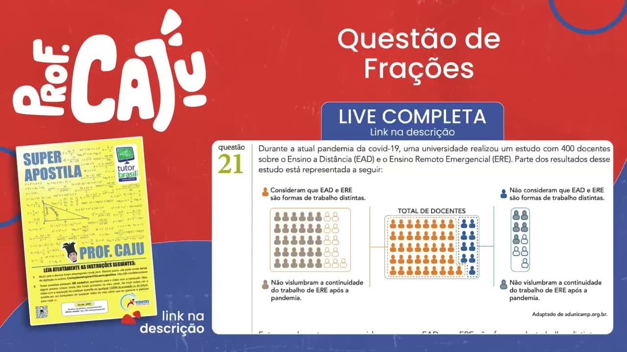 Thumbnail: [UERJ 2022] 21 📘 FRAÇÕES Durante a atual pandemia da covid-19, uma universidade realizou um estudo