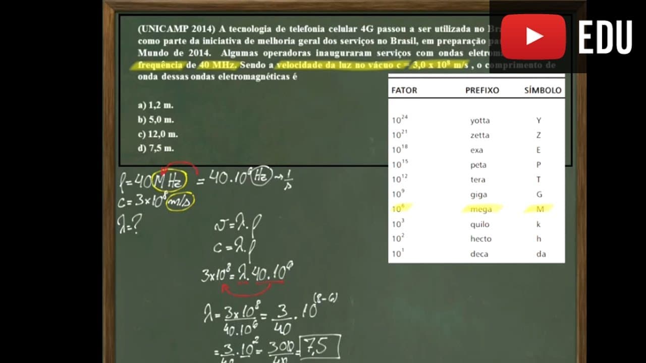 Thumbnail: Vestibular - UNICAMP 2014 - Ondulatória