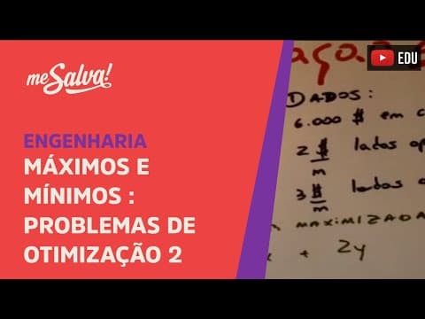 Thumbnail da aula: Me Salva! Cálculo - Máximos e mínimos, problema de otimização 2