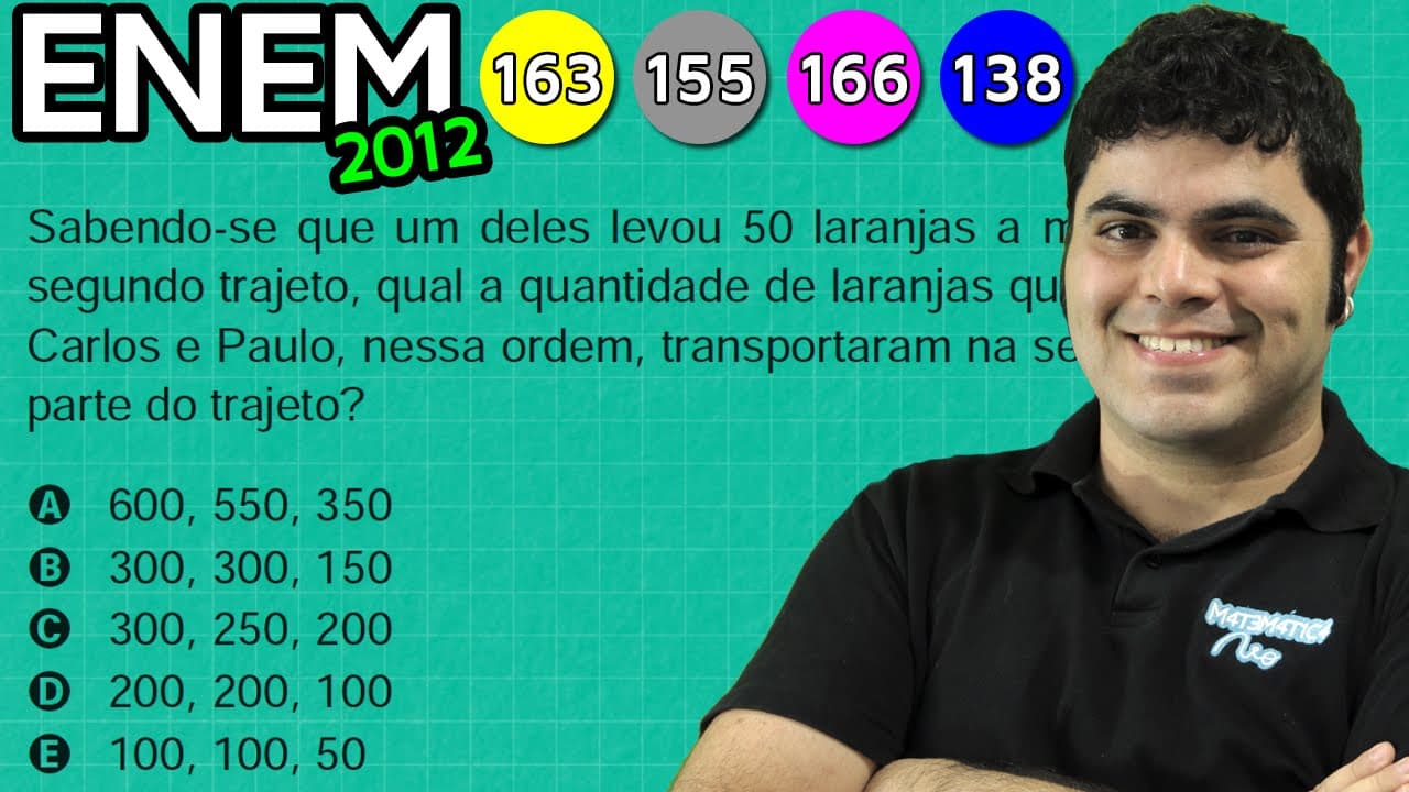 Thumbnail: ENEM 2012 Matemática #3 - DIVISÃO PROPORCIONAL E RESOLUÇÃO DE EQUAÇÃO (questão difícil)