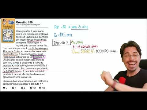 Thumbnail da aula: [ENEM 2023] 159 📘 EXPONENCIAL Um agricultor é informado sobre um método de proteção para sua lavoura