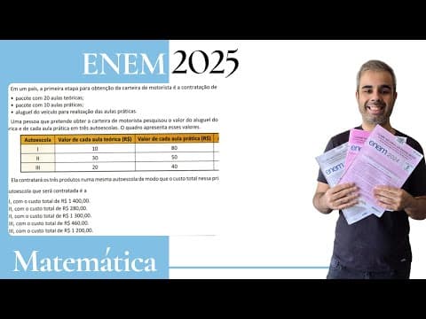 Thumbnail da aula: ENEM 2025 - Em um país, a primeira etapa para obtenção da carteira de motorista é a contratação de