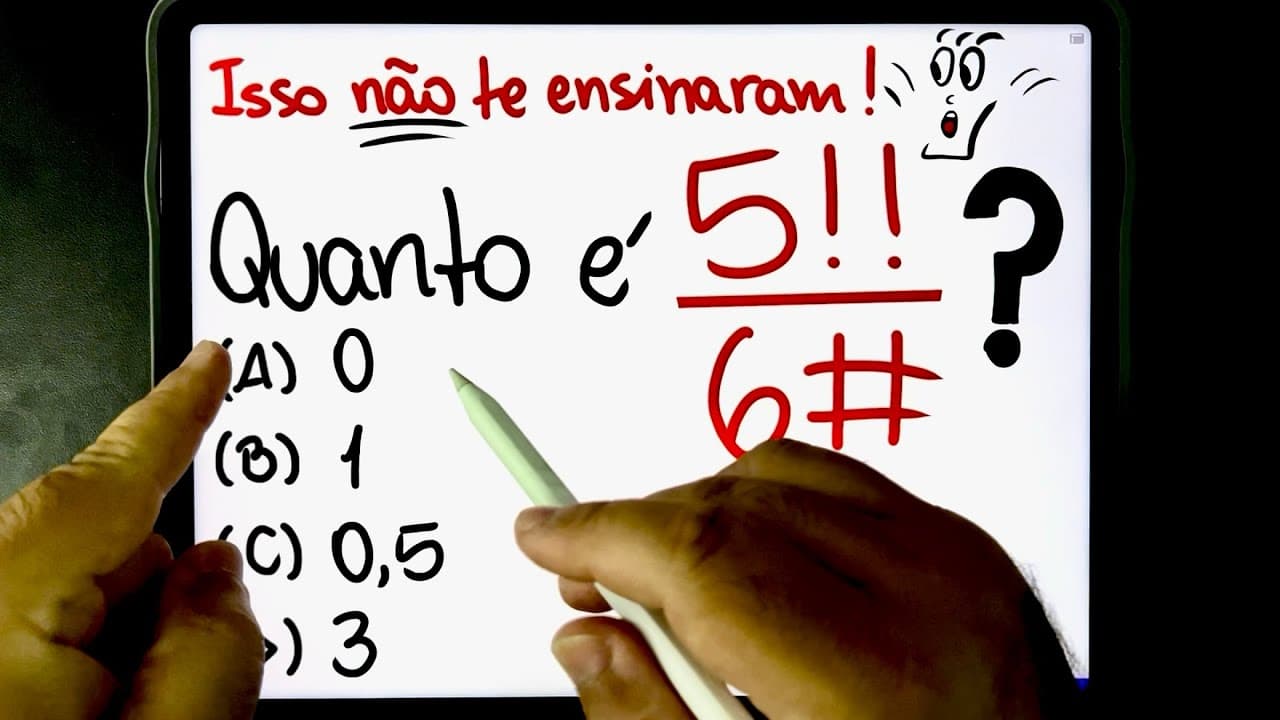 Thumbnail: 🔥 5!!/6# = ❓ NINGUÉM te ensinou PRIMORIAL na escola! 😱 Você consegue calcular?