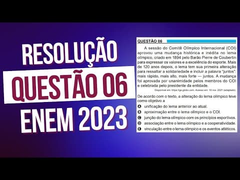 Thumbnail da aula: Resolução questão 06 (PROVA AZUL) | Linguagens ENEM 2023