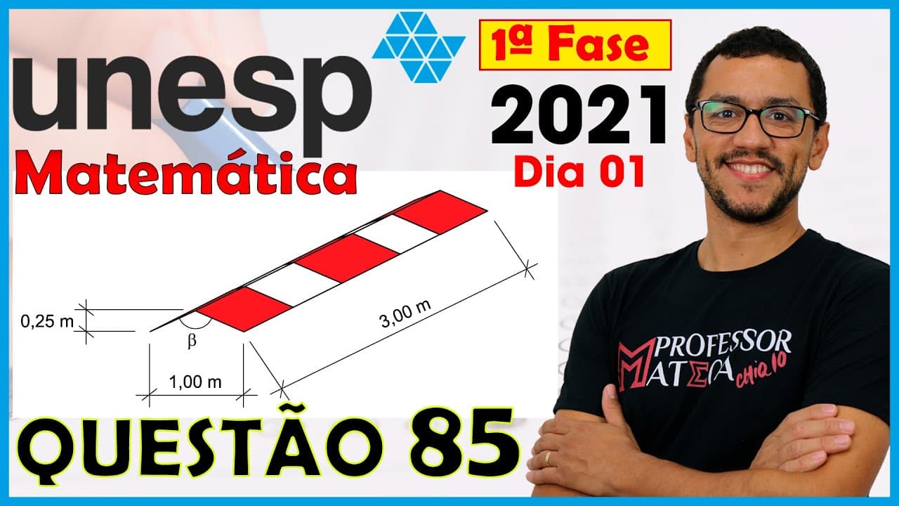 Thumbnail: UNESP 2021 | Questão 85 | Resolução Matemática dia 1|  Valor do ângulo Sinalizador