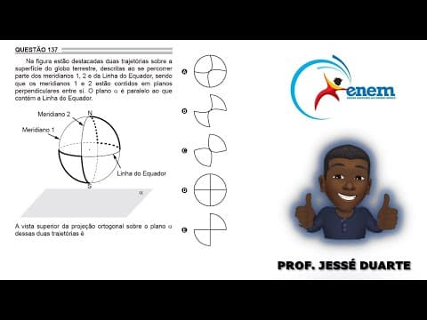 Thumbnail da aula: ENEM 2022 - Na figura estão destacadas duas trajetórias sobre a superfície do globo terrestre