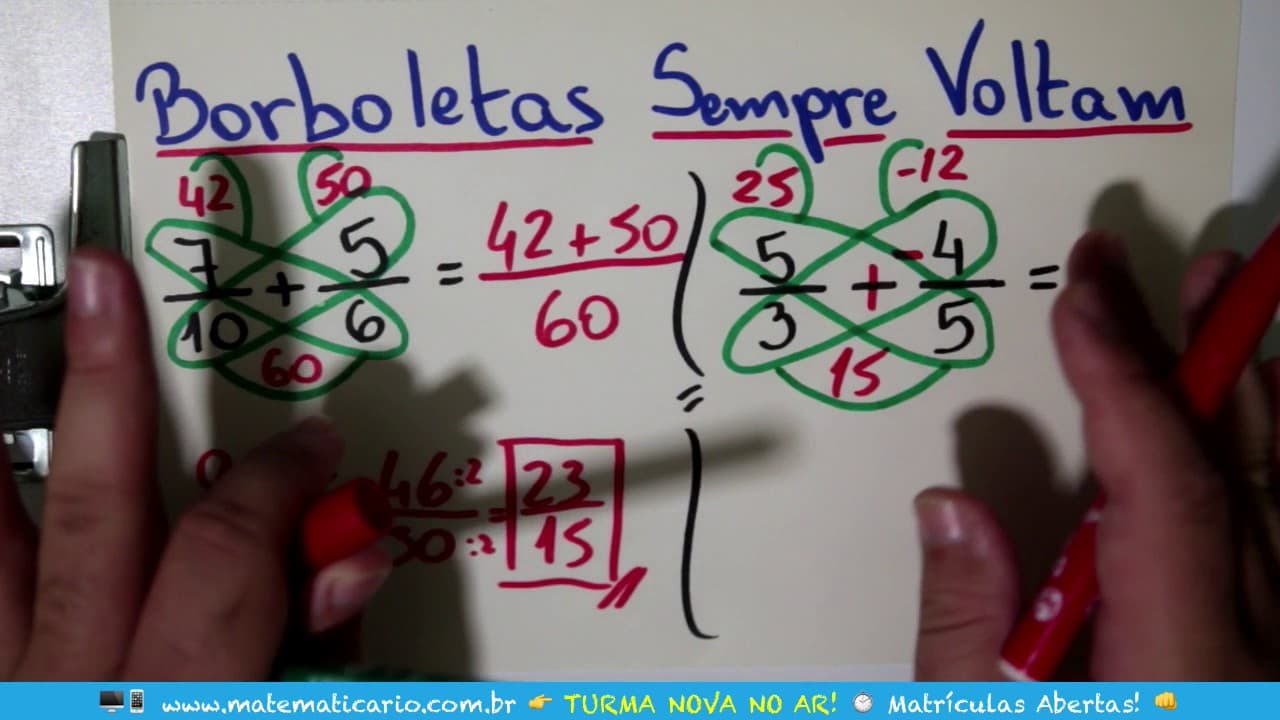 Thumbnail: ⏱ ADIÇÃO E SUBTRAÇÃO DE FRAÇÕES COM AS BORBOLETAS 🦋🦋🦋 👉 Minuto Matemática
