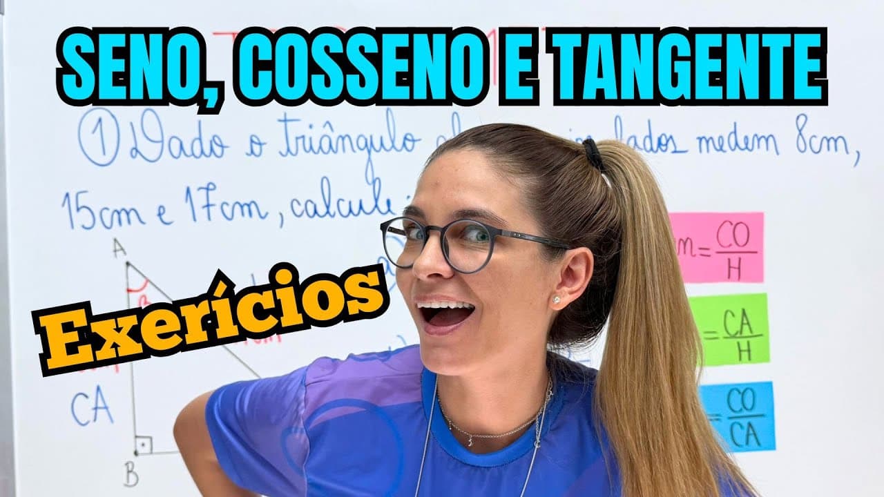 Thumbnail: SENO, COSSENO E TANGENTE  COM EXERCÍCIOS PARA PRATICAR - TRIGONOMETRIA NO TRIÂNGULO RETÂNGULO