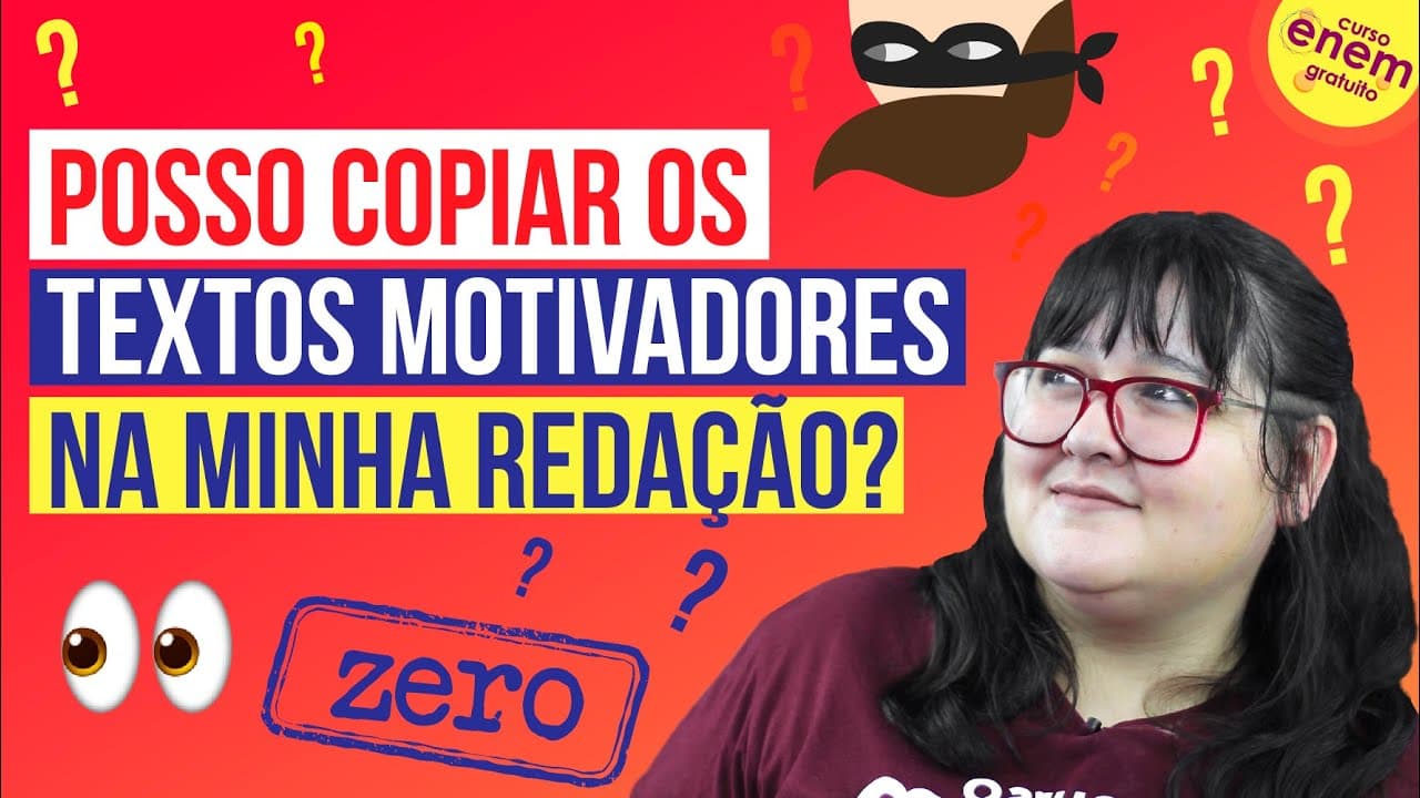 Thumbnail: POSSO COPIAR OS TEXTOS MOTIVADORES NA MINHA REDAÇÃO? | Redação do Enem