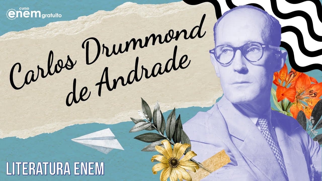 Thumbnail: CARLOS DRUMMOND DE ANDRADE: o autor que mais cai em provas | RESUMO DE LITERATURA ENEM