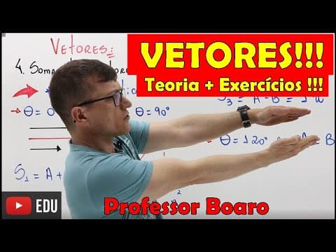 Thumbnail da aula: MEGA AULA COMPLETA de VETORES!!!(Mais link para resolução de DEZENAS de exercícios)-Professor Boaro