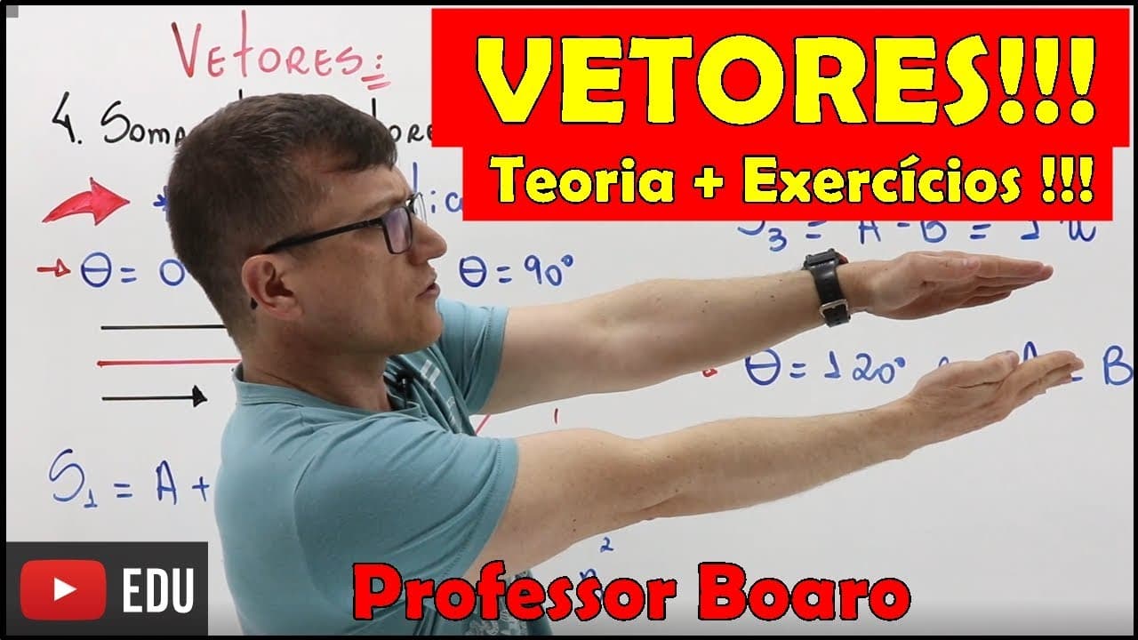 Thumbnail: MEGA AULA COMPLETA de VETORES!!!(Mais link para resolução de DEZENAS de exercícios)-Professor Boaro