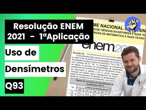 Thumbnail da aula: ✏️ENEM 2021 | O alcoolômetro Gay Lussac é um instrumento destinado a medir o teor de álcool, em