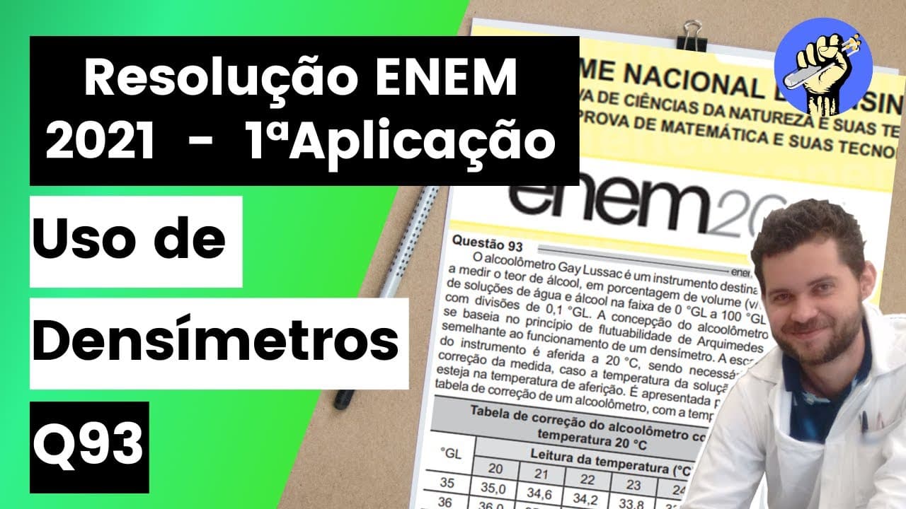 Thumbnail: ✏️ENEM 2021 | O alcoolômetro Gay Lussac é um instrumento destinado a medir o teor de álcool, em