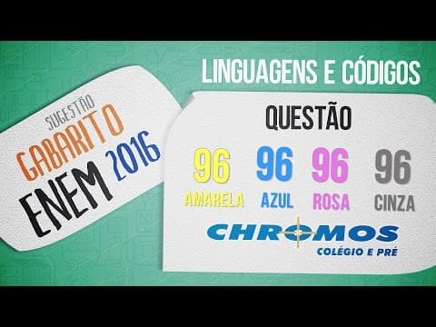 Thumbnail da aula: Gabarito ENEM 2016 CHROMOS - Prova Amarela: Questão 96 | Literatura