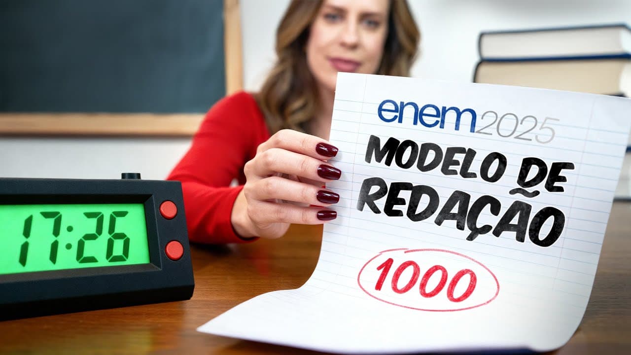 Thumbnail: 17 minutos pra dominar a Redação do ENEM (sem decorar, sem complicar)