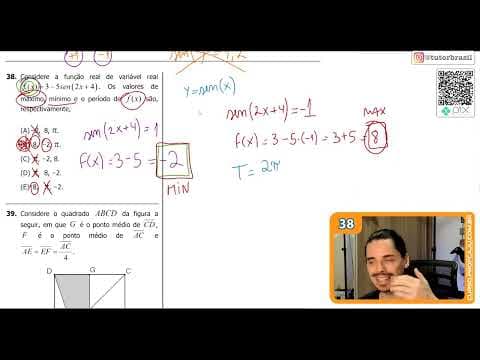 Thumbnail da aula: [UFRGS 2019] 38 - Considere a função real de variável real f (x) = 3− 5sen(2x + 4) . Os valores de