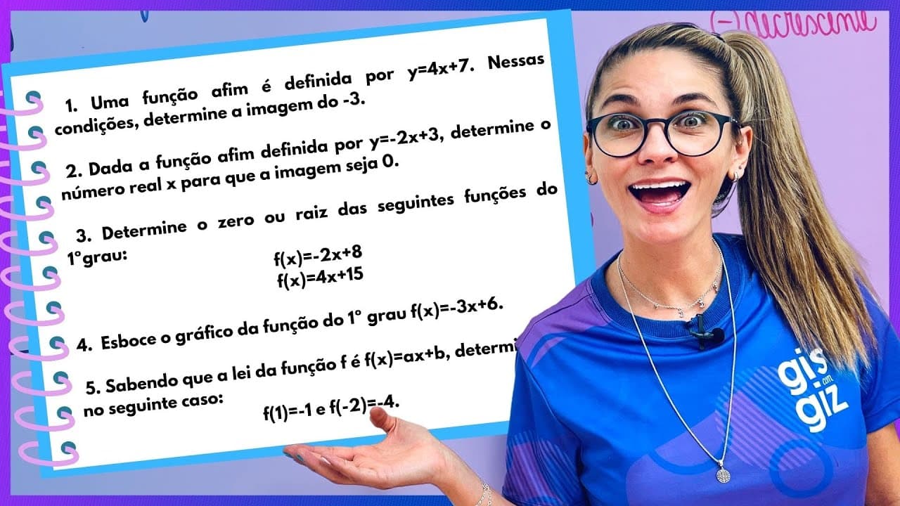 Thumbnail: FUNÇÃO DO PRIMEIRO 1º GRAU | FUNÇÃO AFIM | EXERCÍCIOS