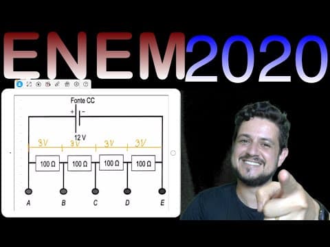 Thumbnail da aula: ENEM 2020 Um estudante tem uma fonte de tensão com corrente contínua que opera em tensão...